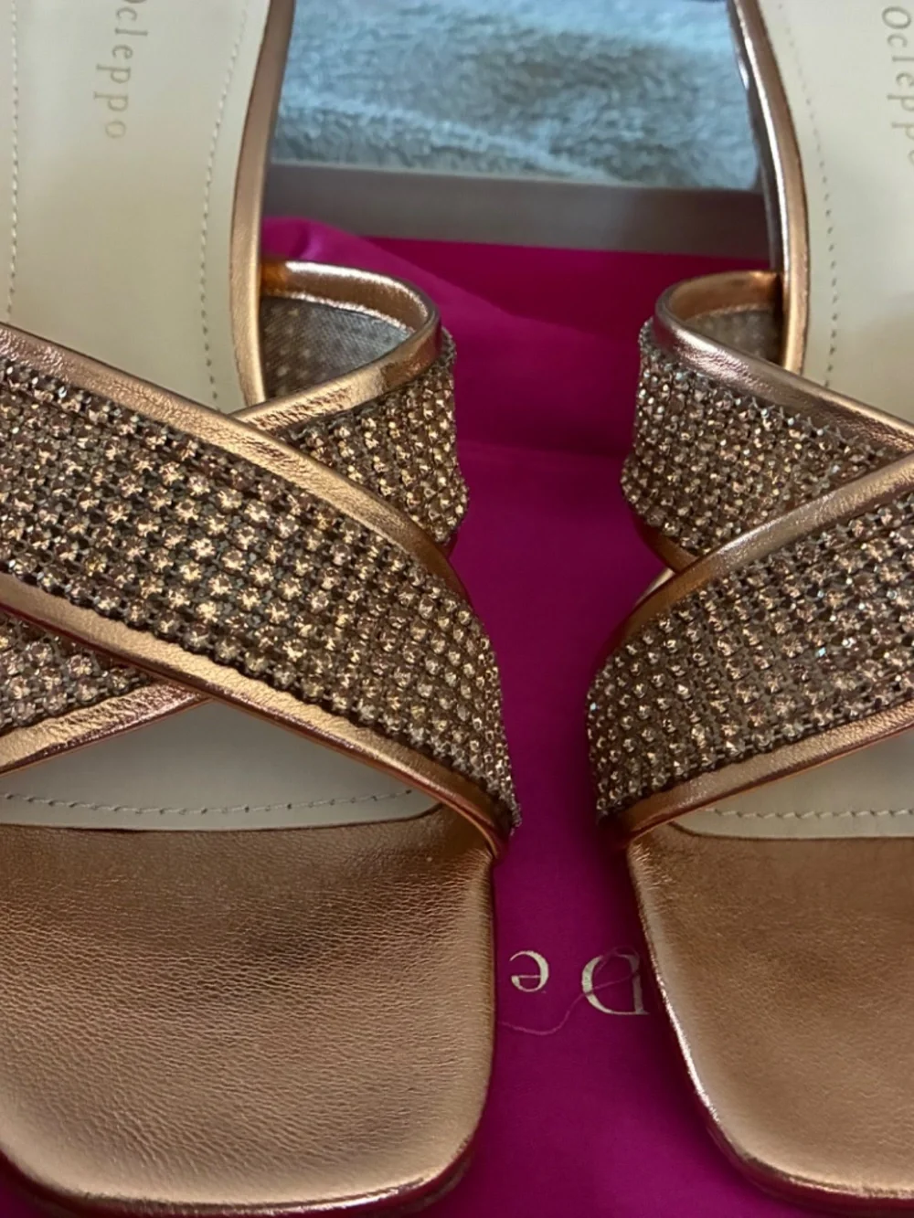 Dee Ocleppo Crystal Embellished Leather Sandals